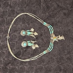 Turquoise necklace & earrings set